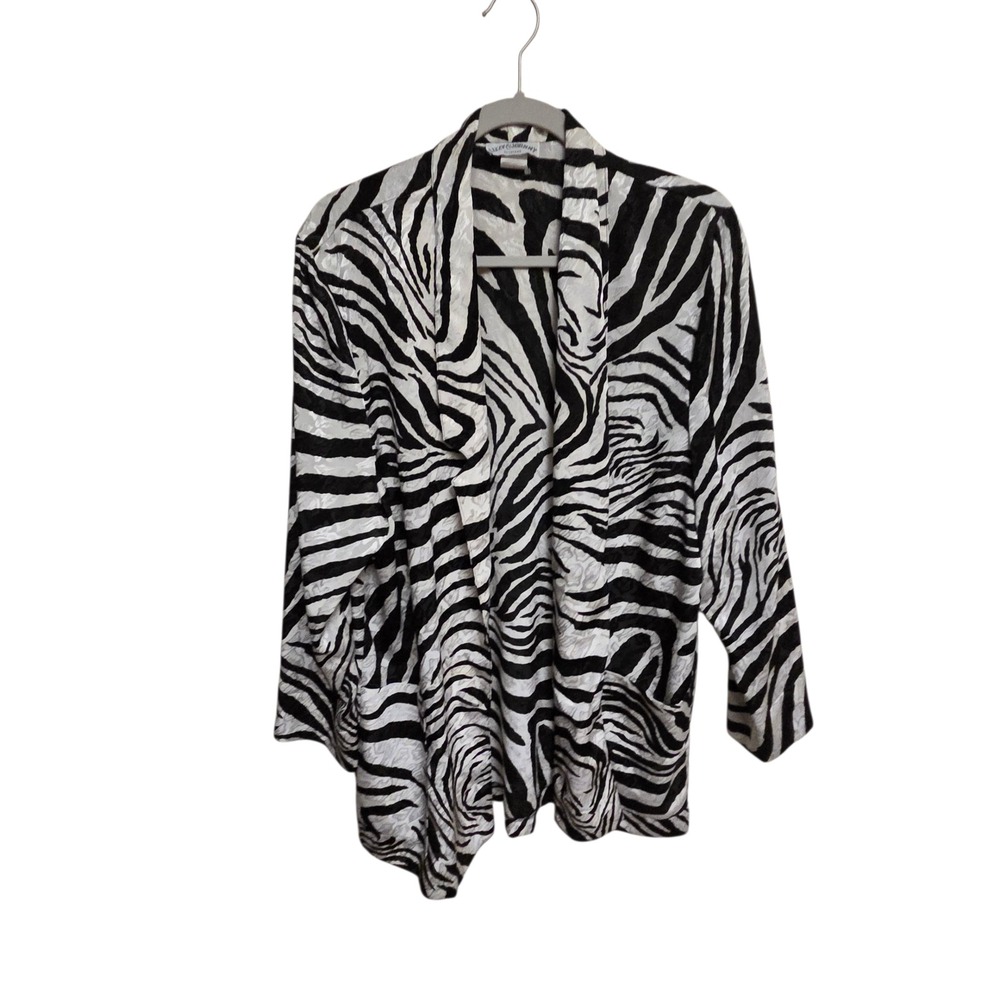 Lizzy &‎ Johnny Zebra Print Open Front Cardigan Jacket Animal Print